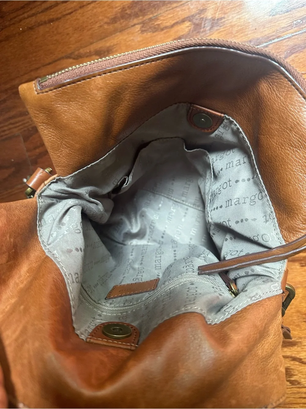 Margot Tan/Brown Leather Messenger Crossbody Bag